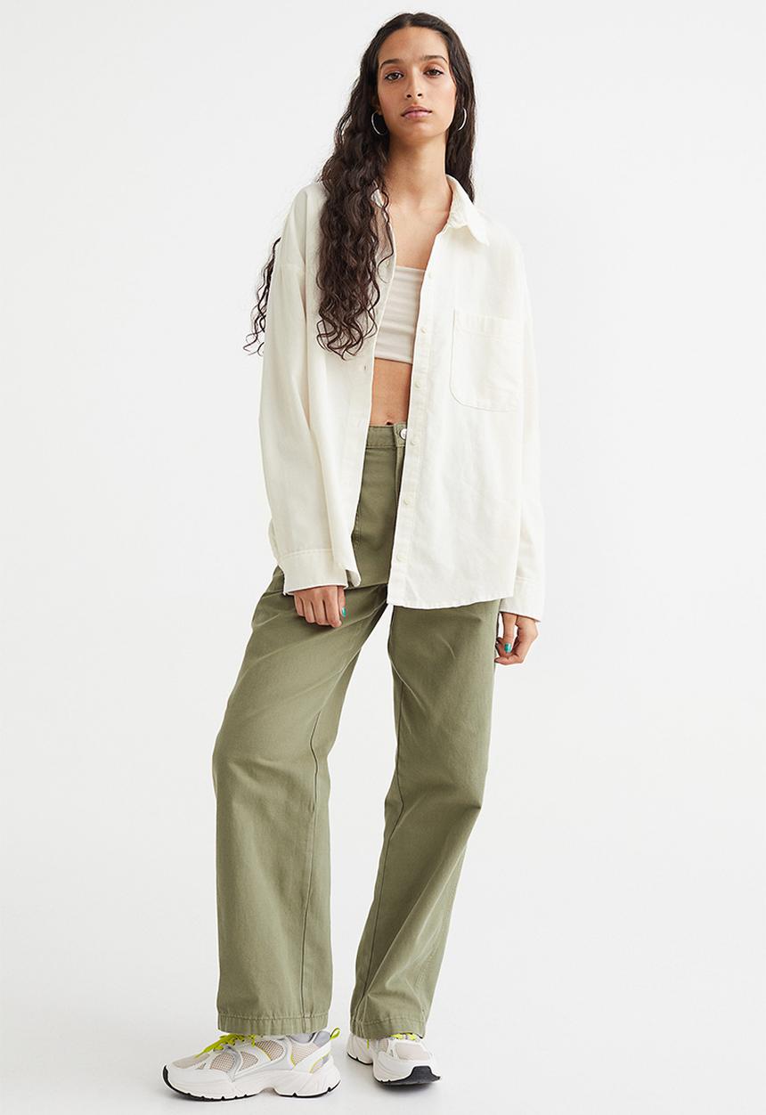 H&M - Oversized corduroy shirt - cream