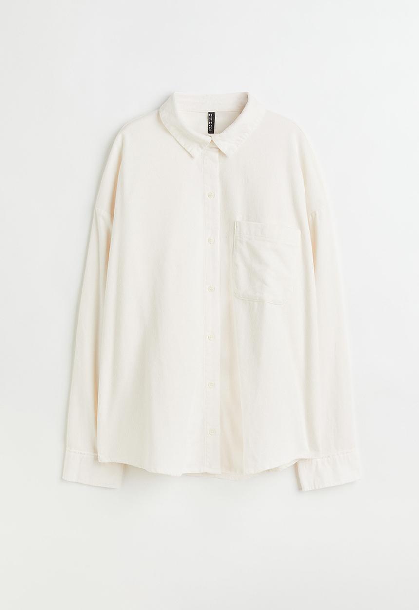 H&M - Oversized corduroy shirt - cream