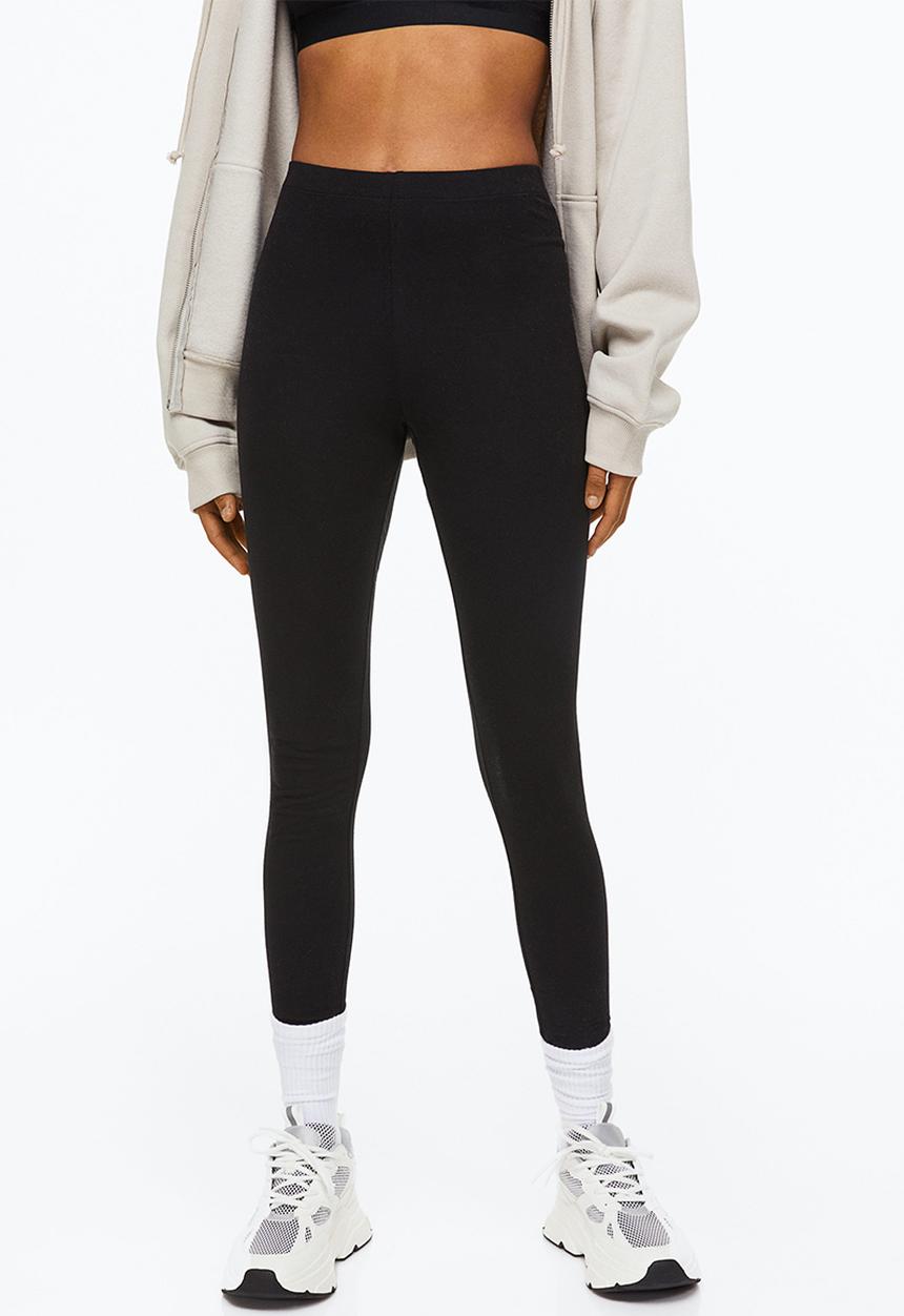 H&M - Cotton jersey leggings - black