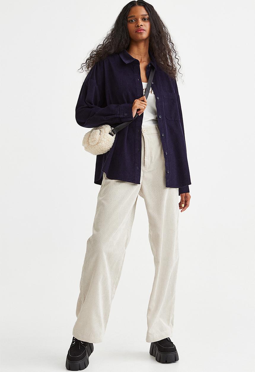 H&M - Oversized corduroy shirt - navy blue