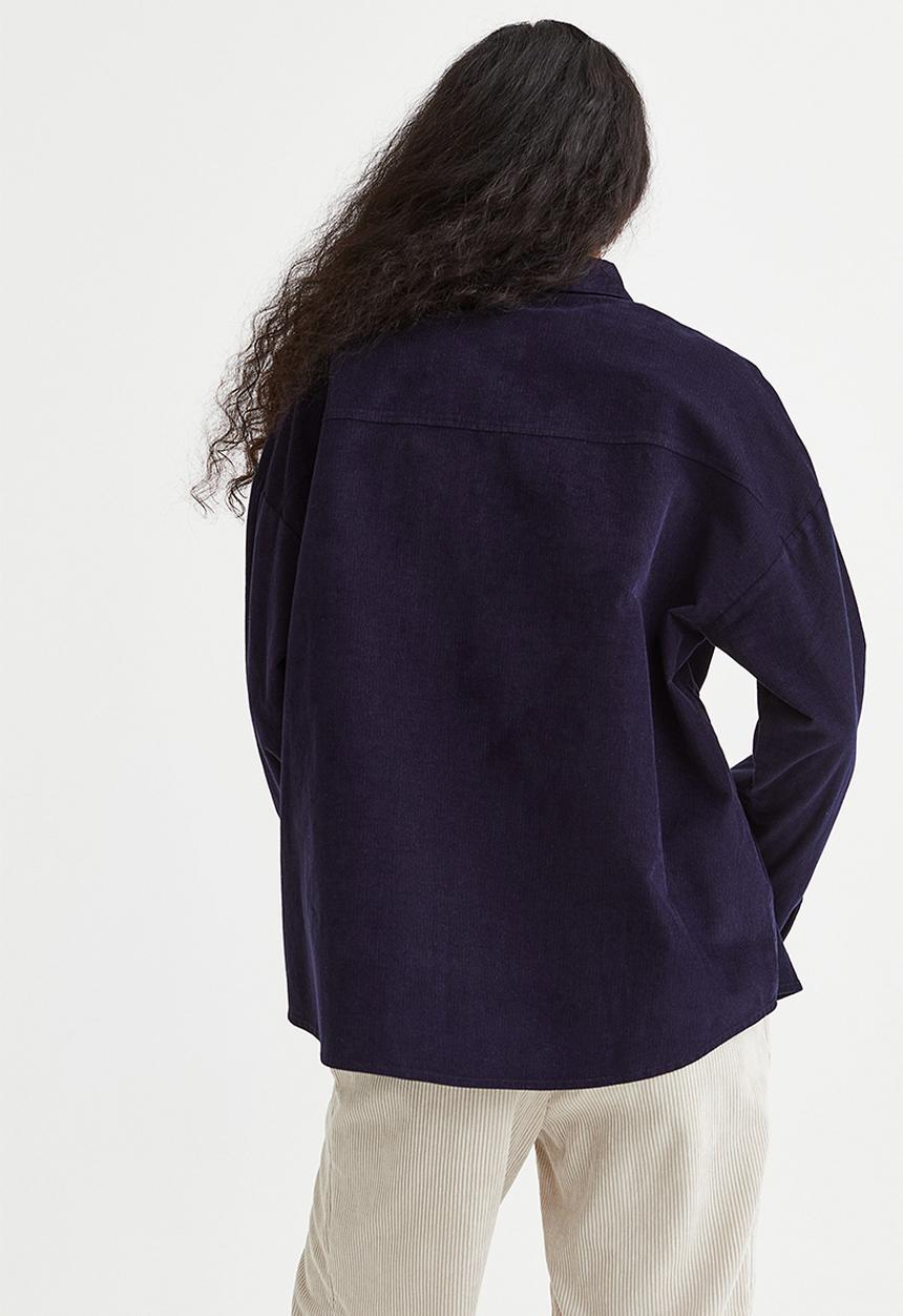 H&M - Oversized corduroy shirt - navy blue