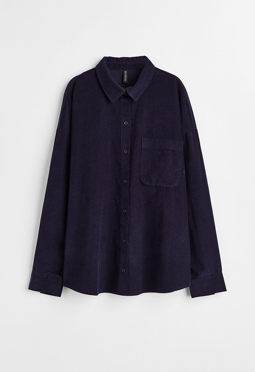 H&M - Oversized corduroy shirt - navy blue