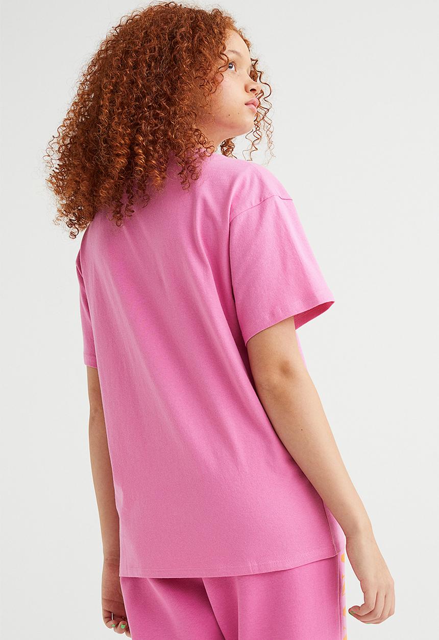 H&M - Printed T-shirt - cerise/nirvana