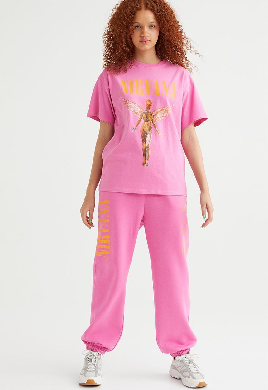 H&M - Printed T-shirt - cerise/nirvana