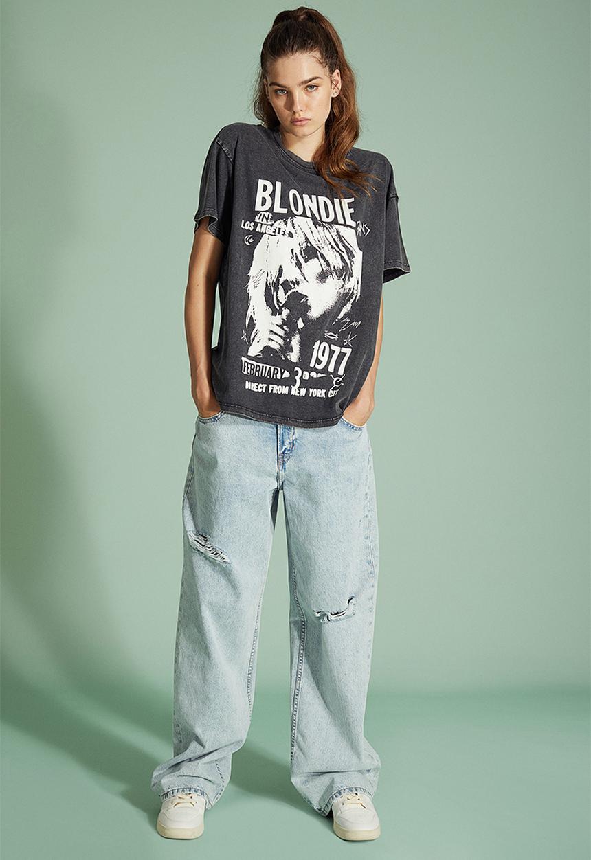 H&M - Printed T-shirt - black/blondie