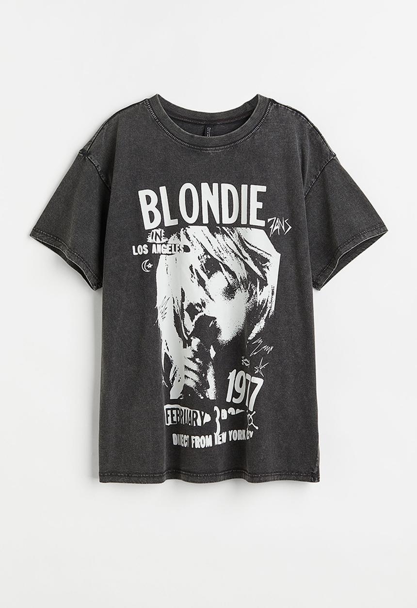 H&M - Printed T-shirt - black/blondie
