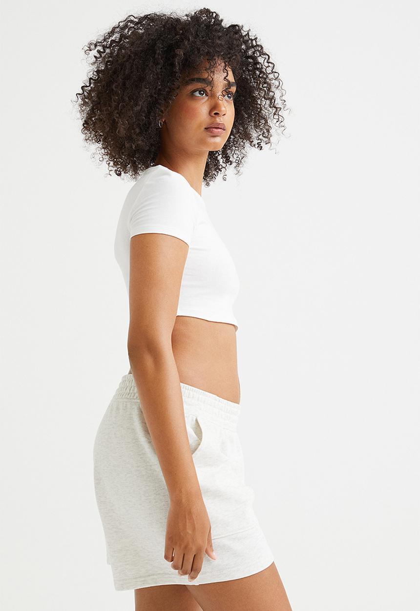 H&M - Cotton cropped top - white