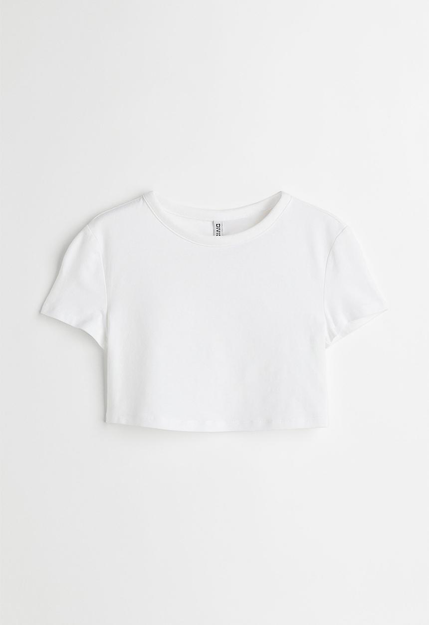 H&M - Cotton cropped top - white