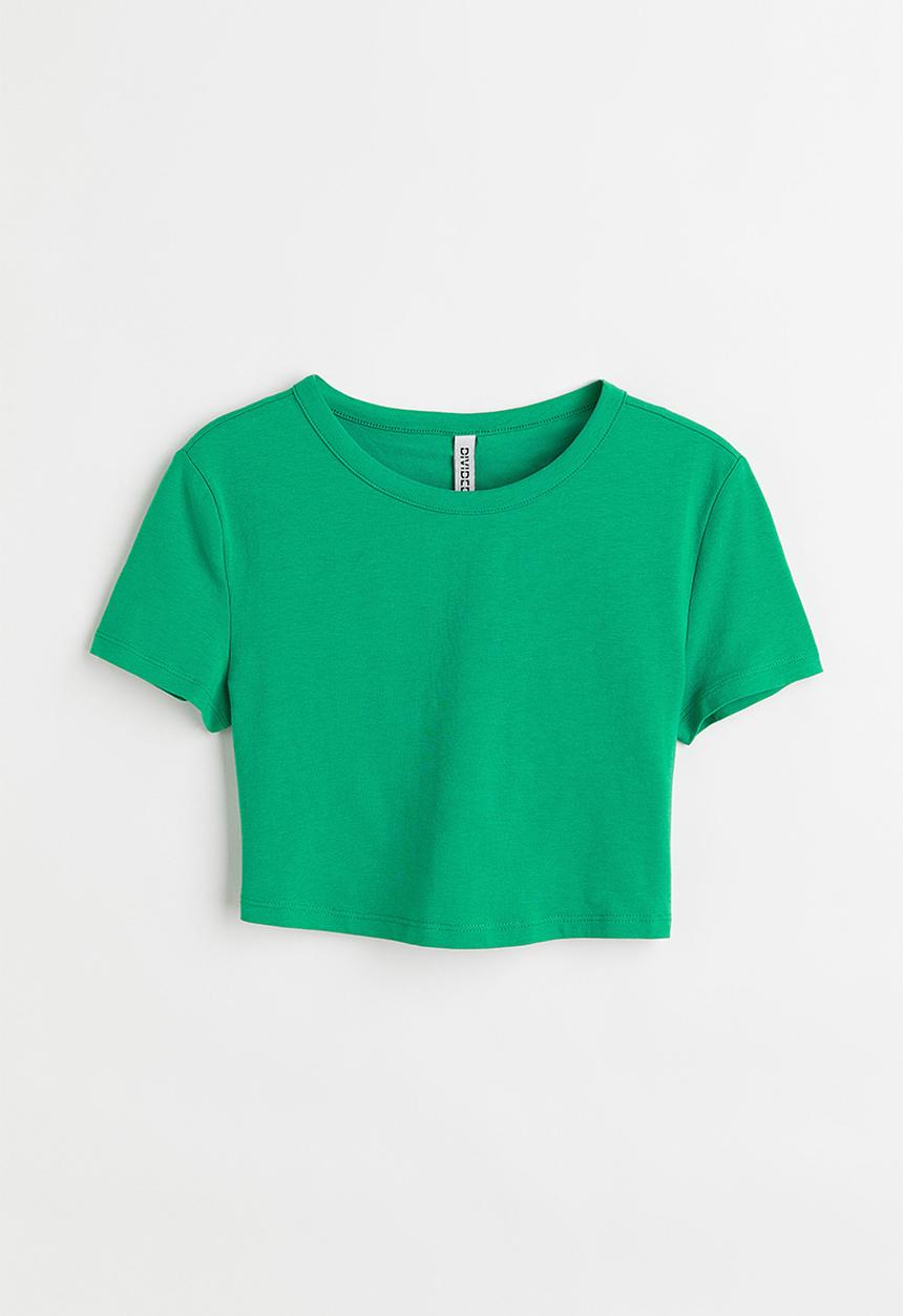 H&M - Cotton cropped top - green