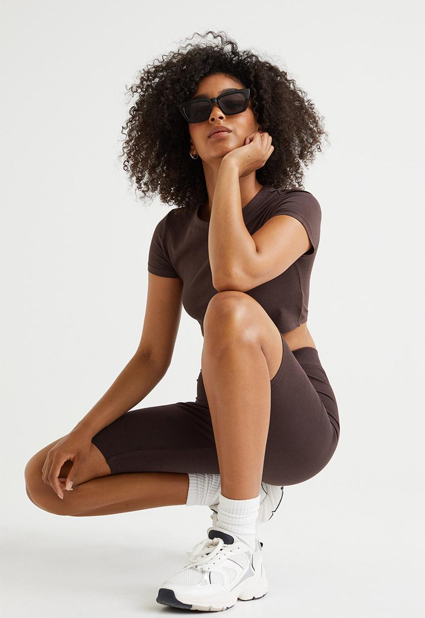 H&M - Cotton cropped top - dark brown