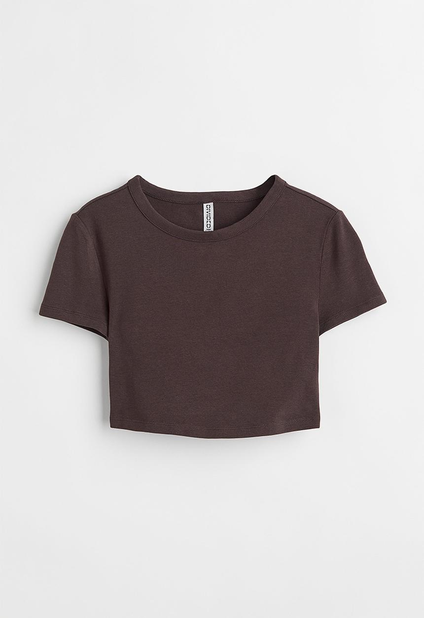 H&M - Cotton cropped top - dark brown