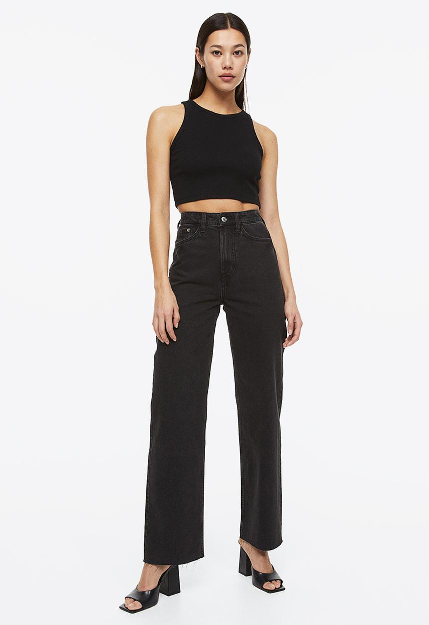H&M - Wide ultra high jeans - black