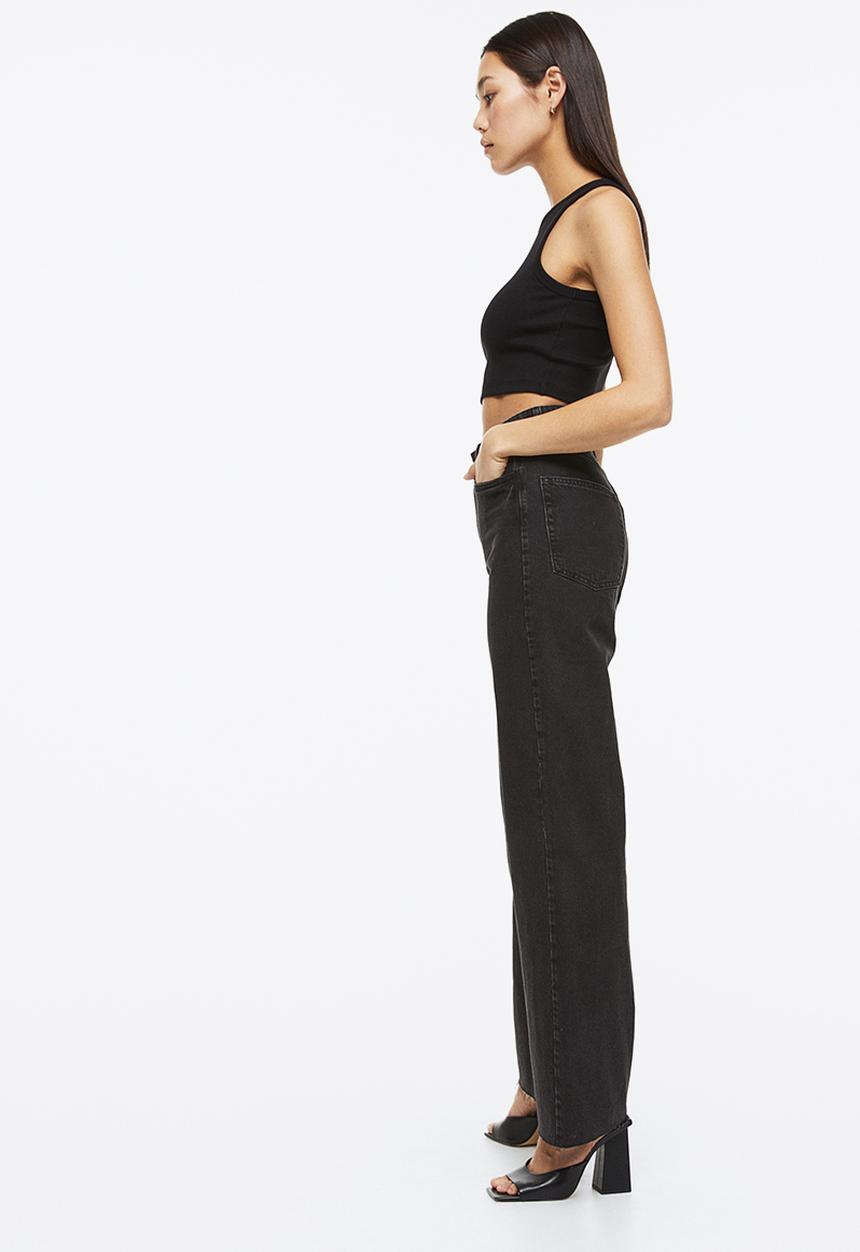 H&M - Wide ultra high jeans - black