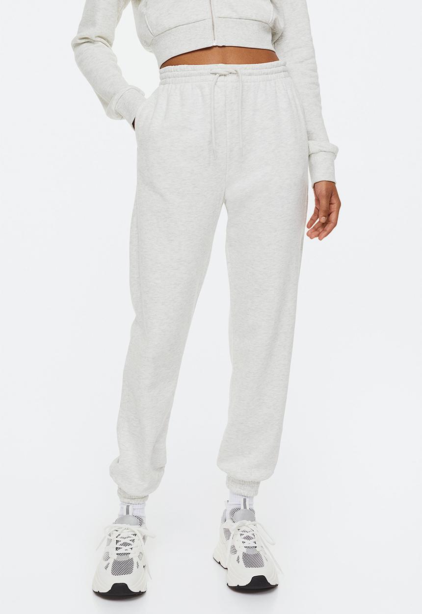 H&M - High-waisted joggers - light grey marl