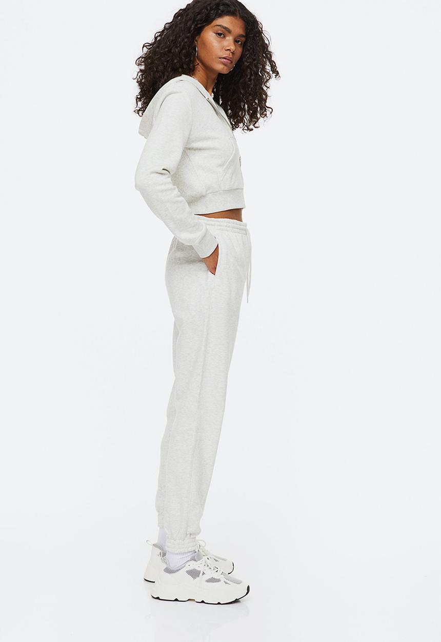 H&M - High-waisted joggers - light grey marl