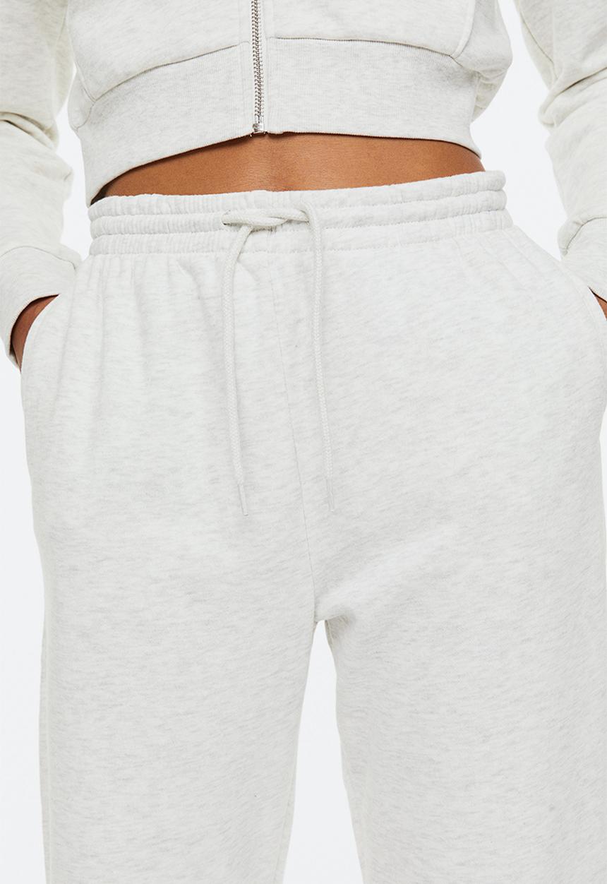H&M - High-waisted joggers - light grey marl
