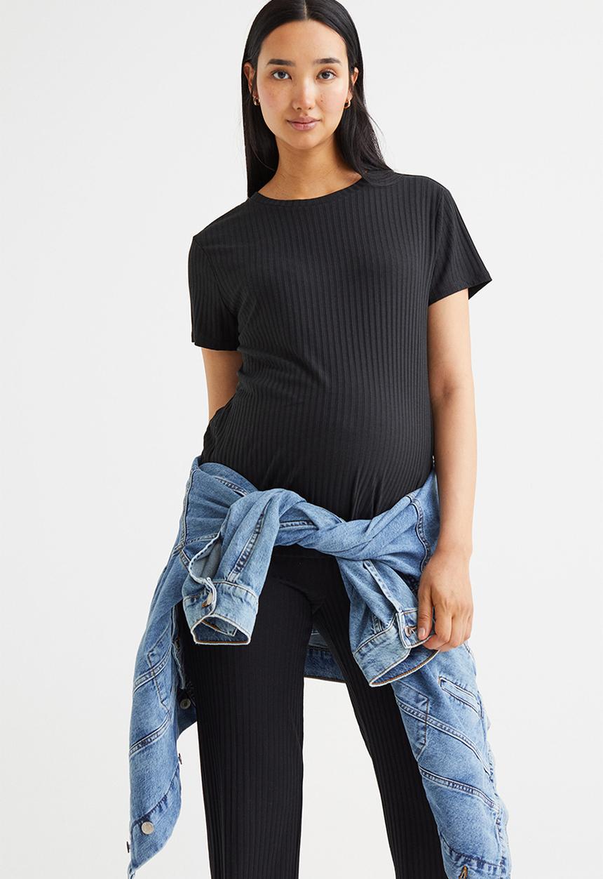H&M - Mama ribbed T-shirt - black