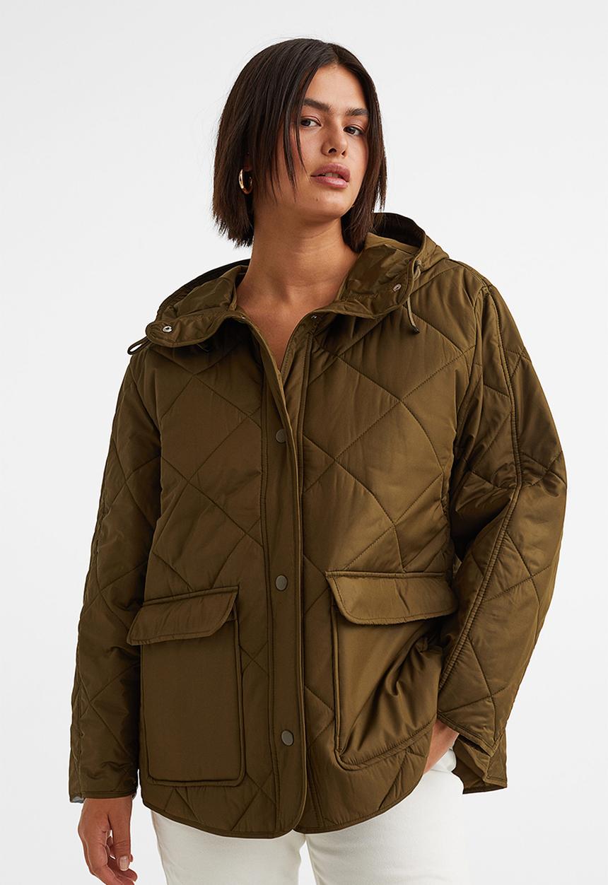 H&M - Oversized quilted jacket - dark khaki green