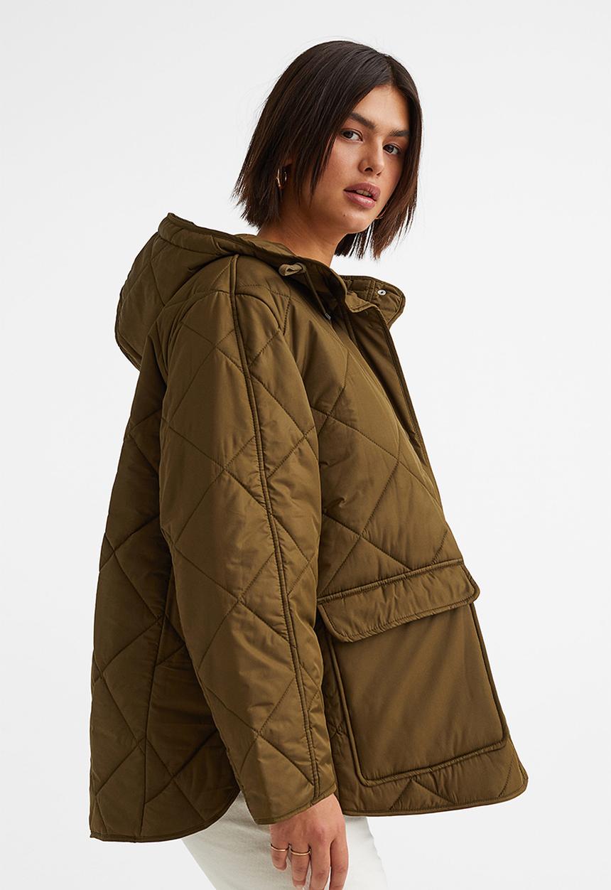 H&M - Oversized quilted jacket - dark khaki green