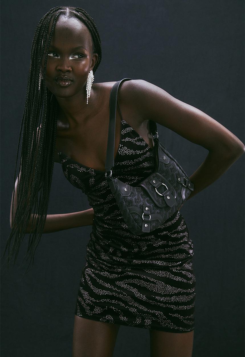H&M - Backless dress - black/zebra-print