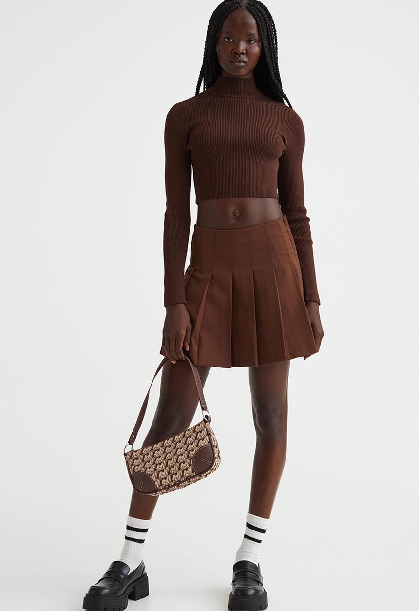 H&M - Pleated skirt - dark brown