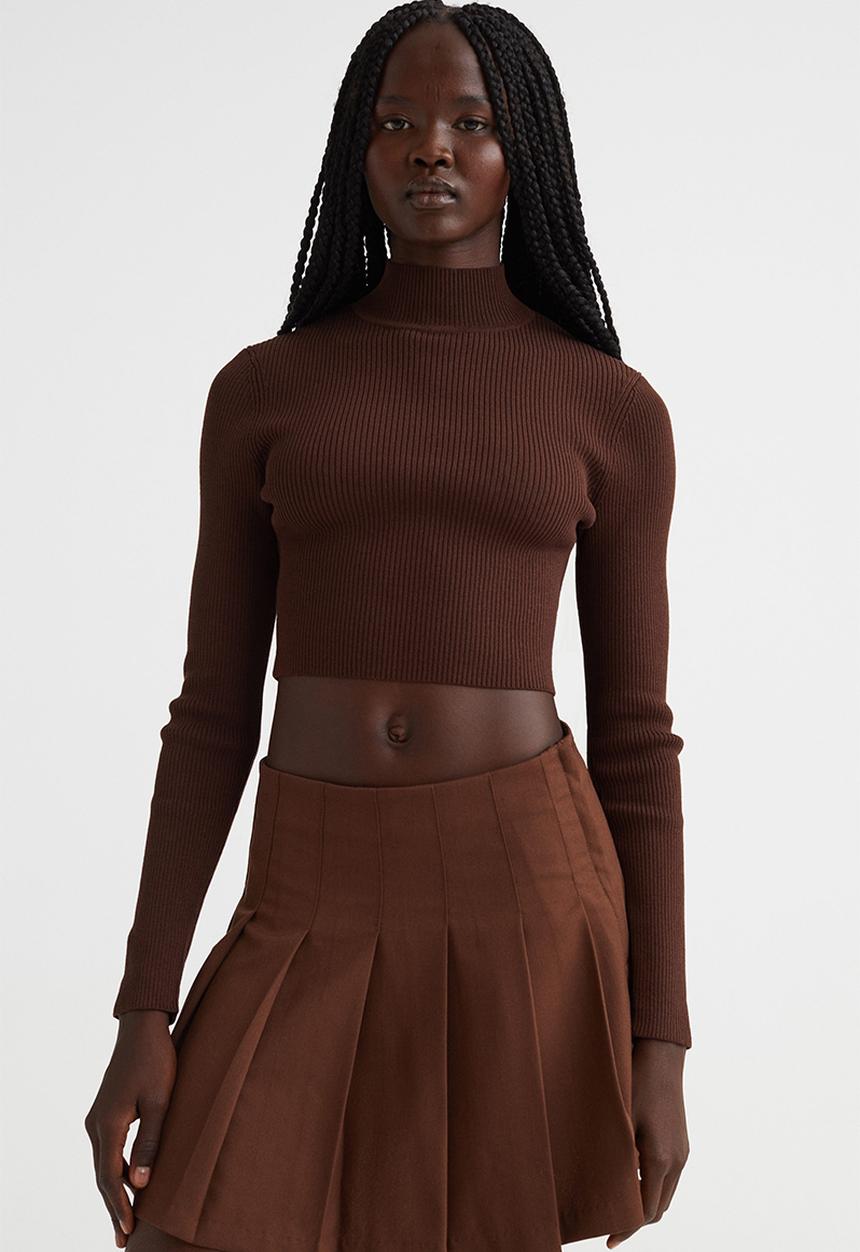 H&M - Pleated skirt - dark brown