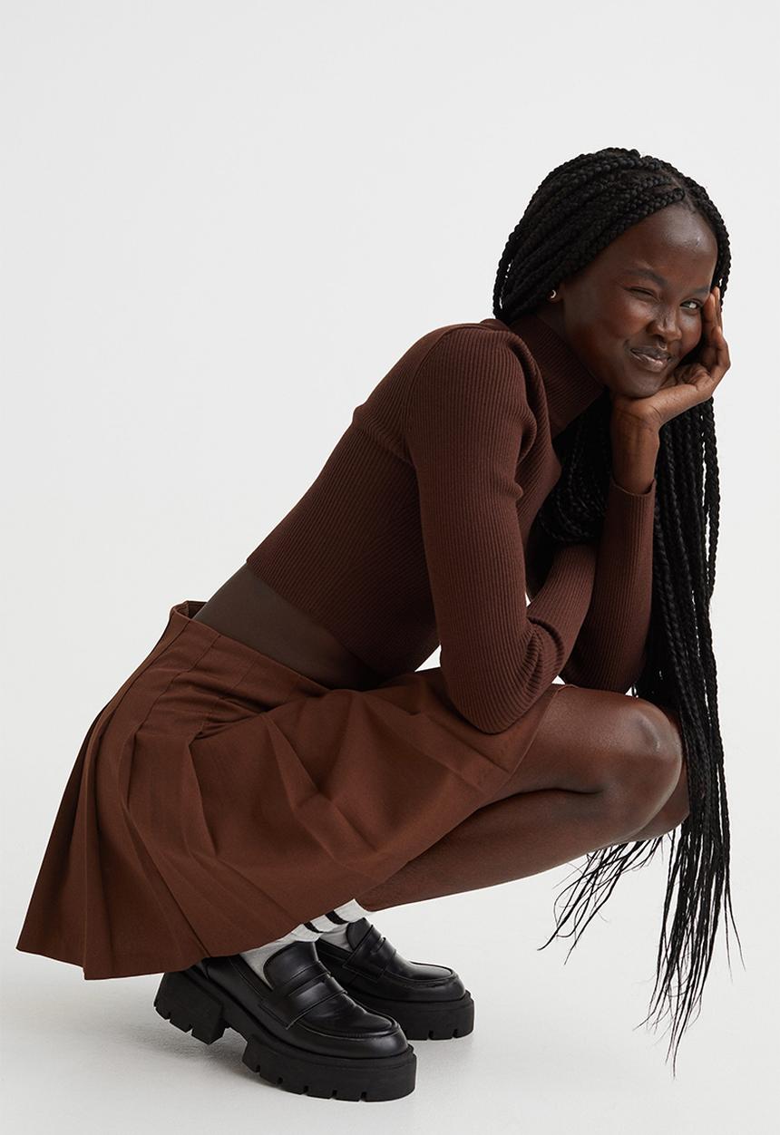 H&M - Pleated skirt - dark brown