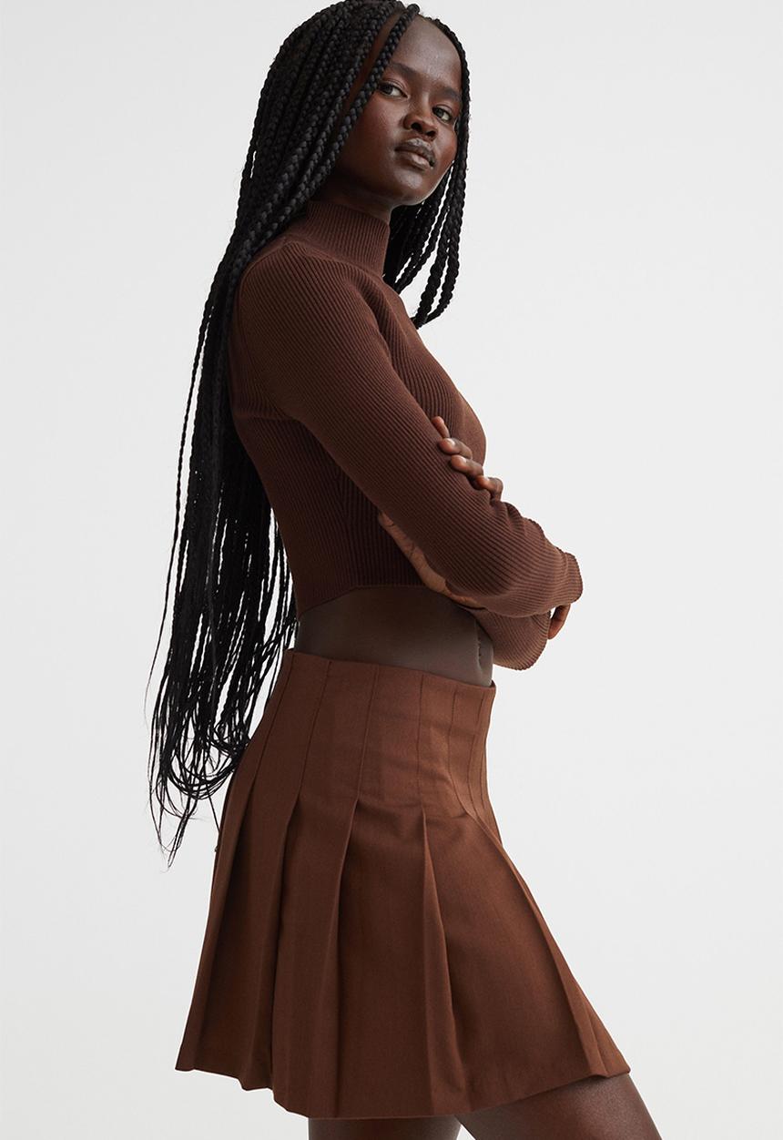 H&M - Pleated skirt - dark brown