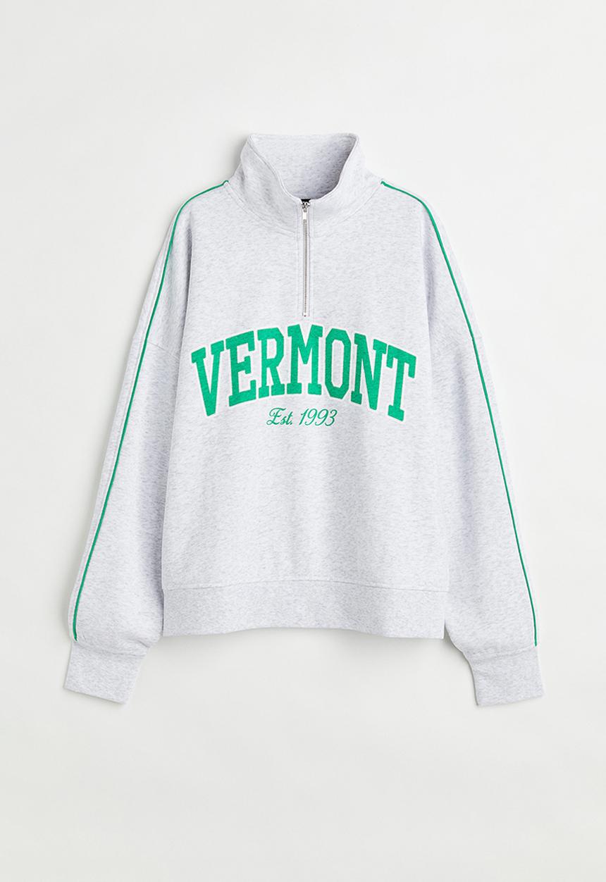 H&M - Oversized zip-top sweatshirt - light grey marl/vermont