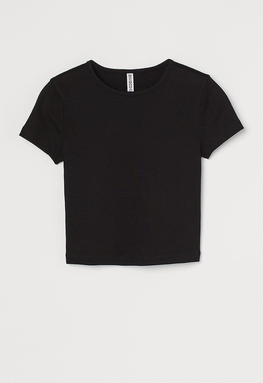 H&M - Ribbed cropped top - black
