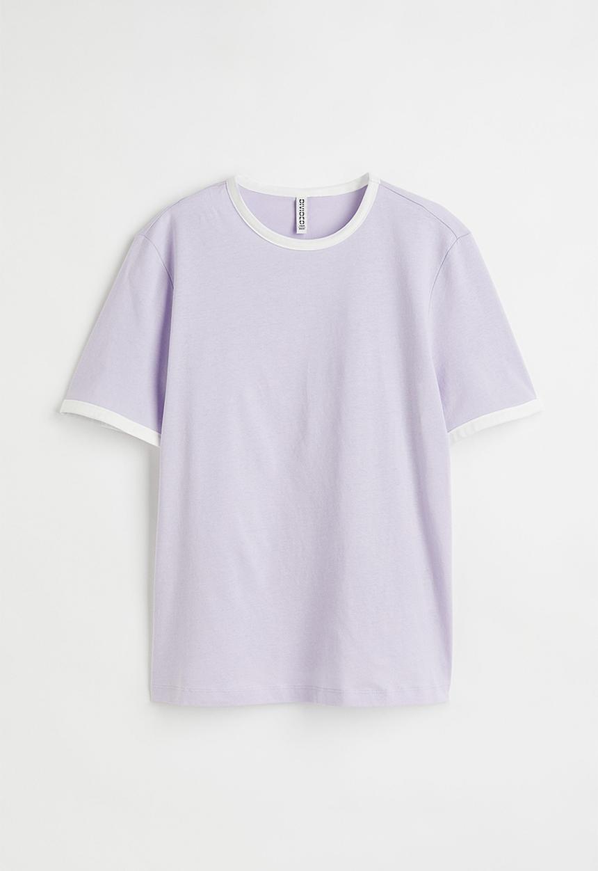 H&M - Cotton T-shirt - light purple/white