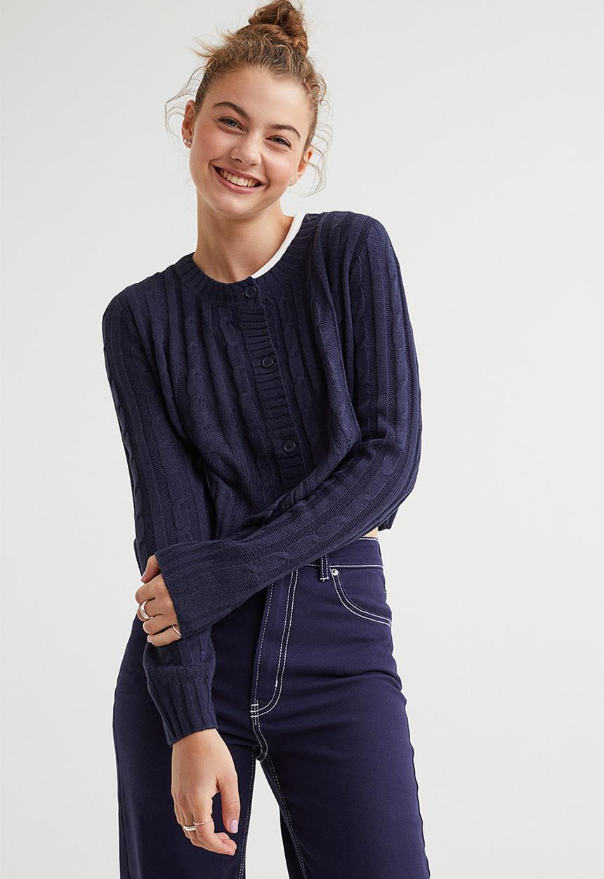 H&M - Cable-knit cardigan - dark blue