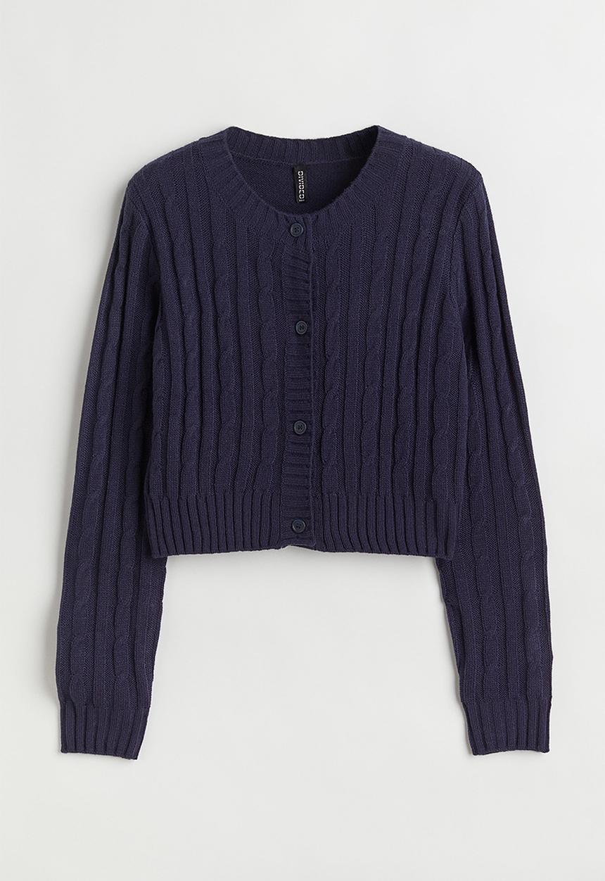 H&M - Cable-knit cardigan - dark blue