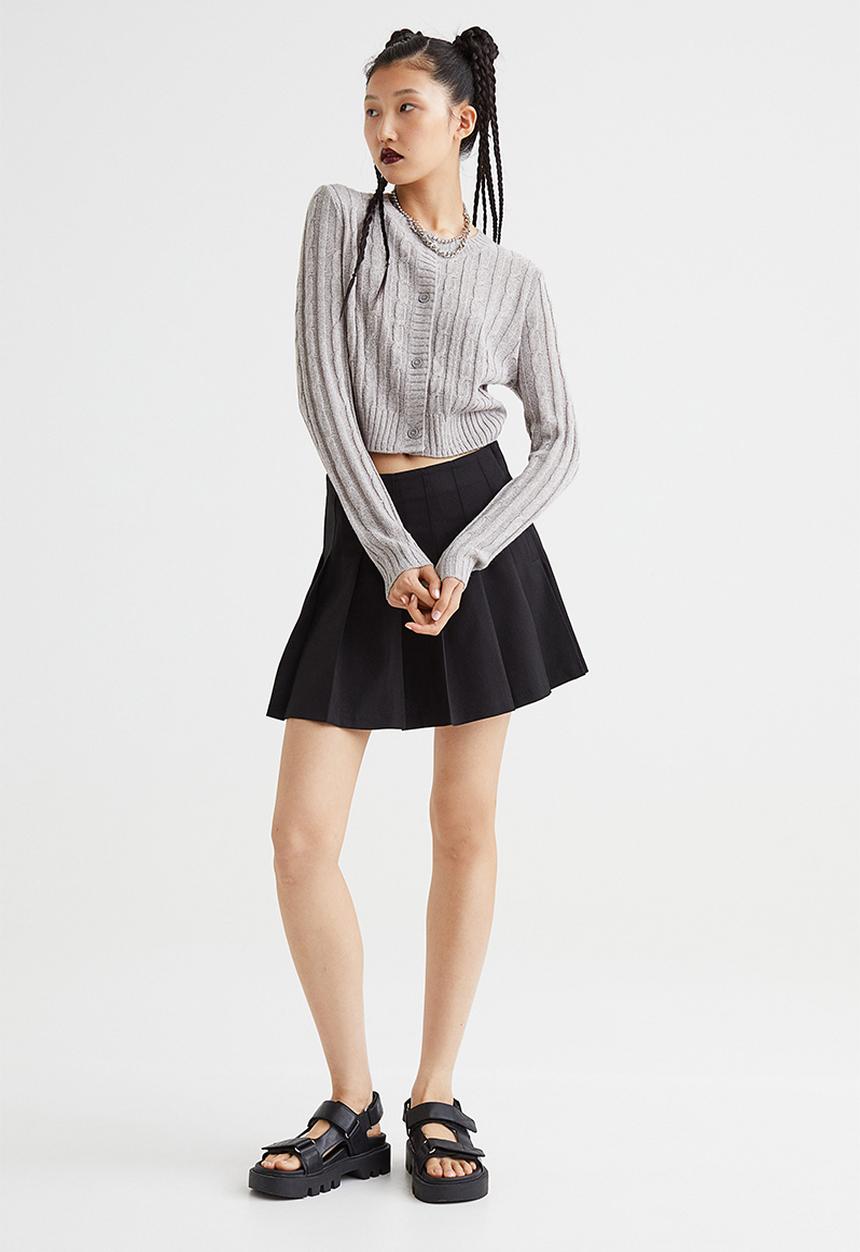 H&M - Cable-knit cardigan - light grey marl