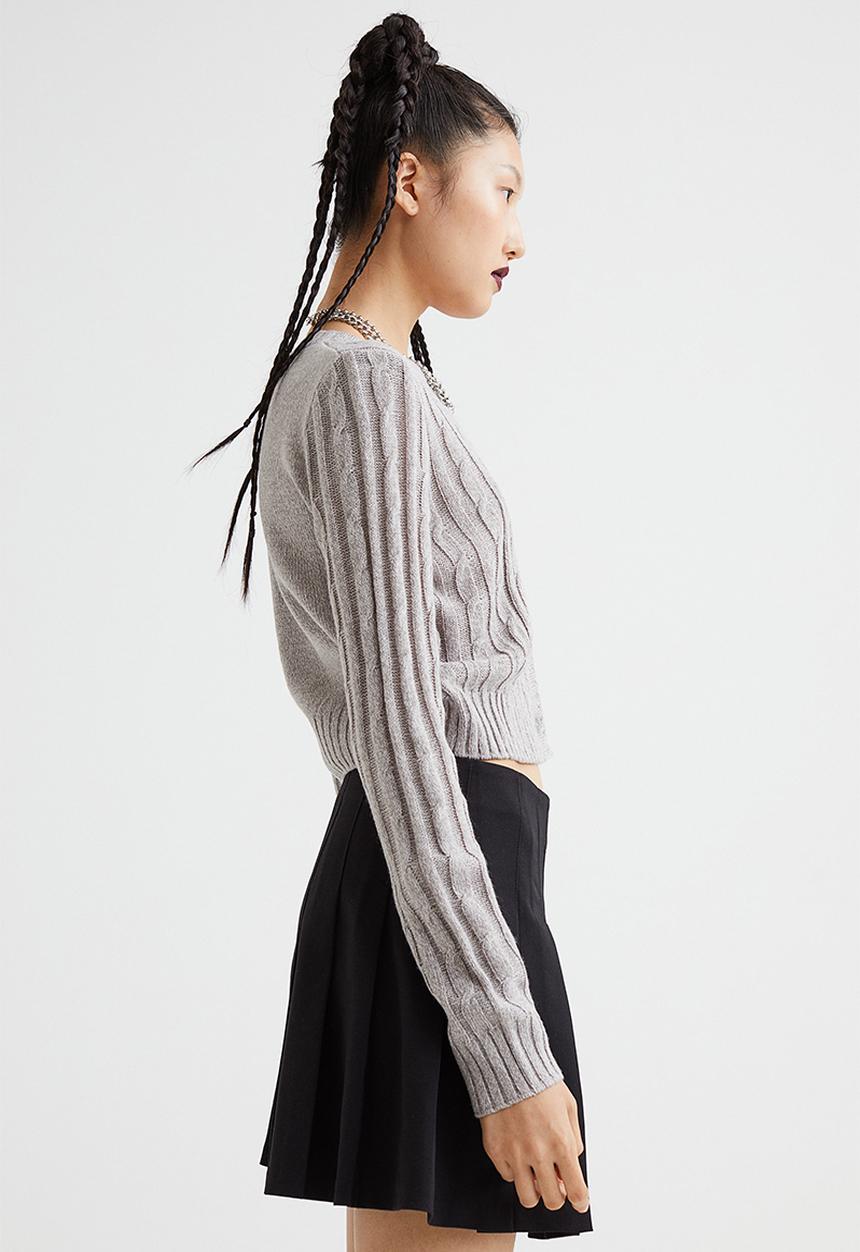 H&M - Cable-knit cardigan - light grey marl