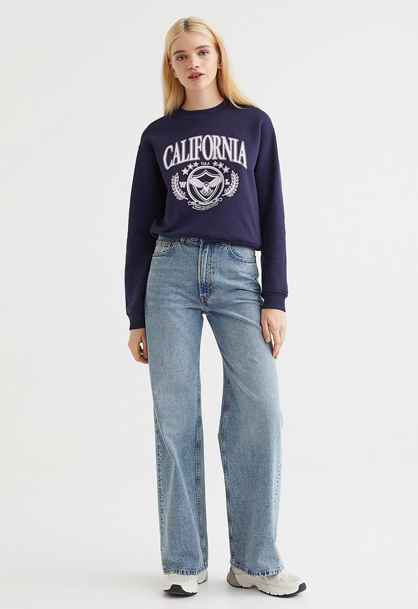 H&M - Printed sweatshirt - dark blue/california