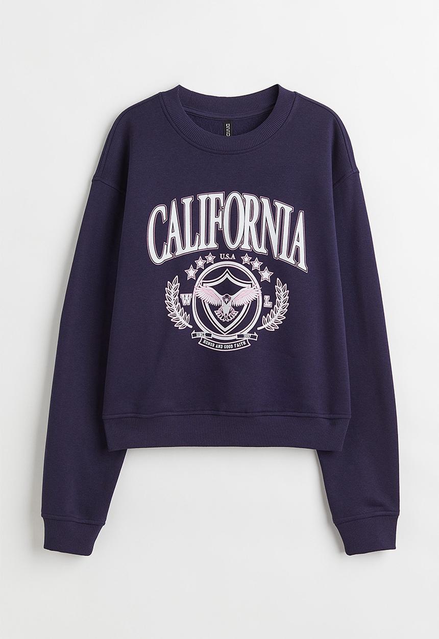 H&M - Printed sweatshirt - dark blue/california