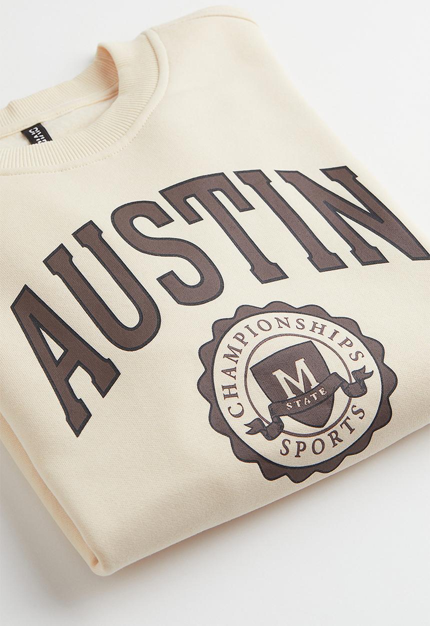 H&M - Printed sweatshirt - light beige/austin