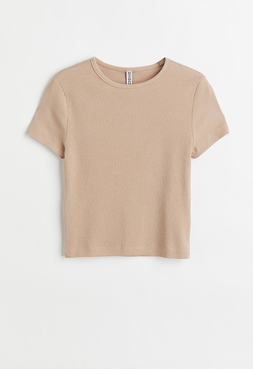 H&M - Ribbed cropped top - beige