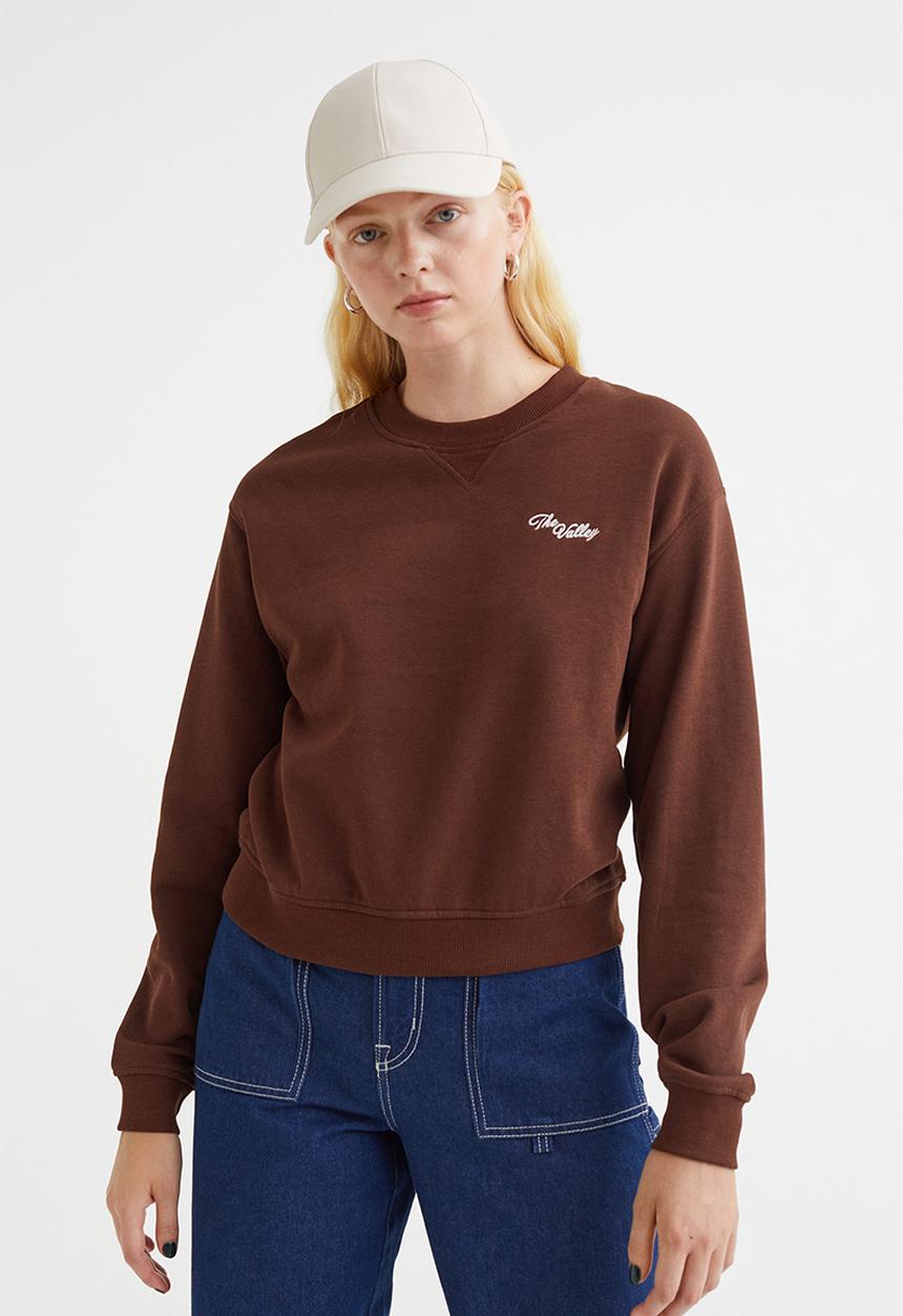 H&M - Printed sweatshirt - dark brown/the valley
