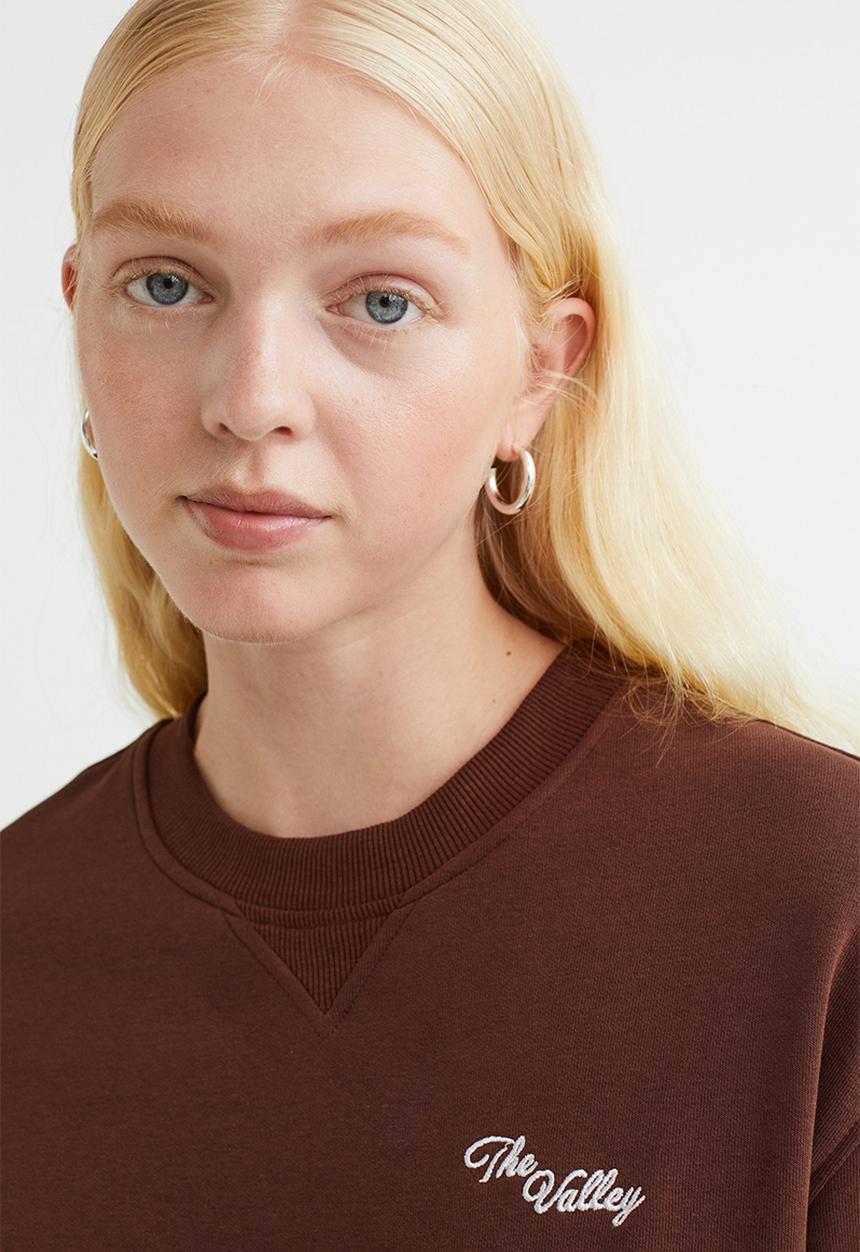 H&M - Printed sweatshirt - dark brown/the valley
