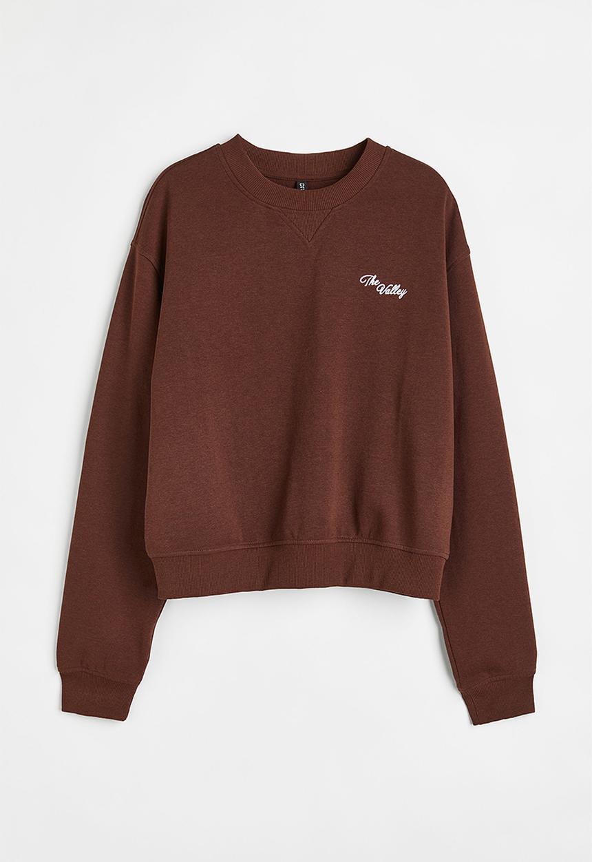 H&M - Printed sweatshirt - dark brown/the valley