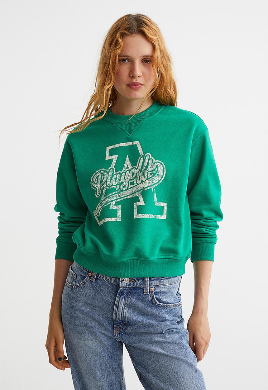 H&M - Printed sweatshirt - bright green/playoffs