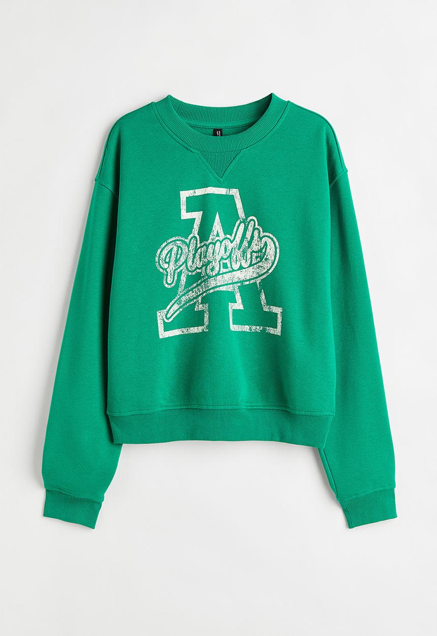 H&M - Printed sweatshirt - bright green/playoffs
