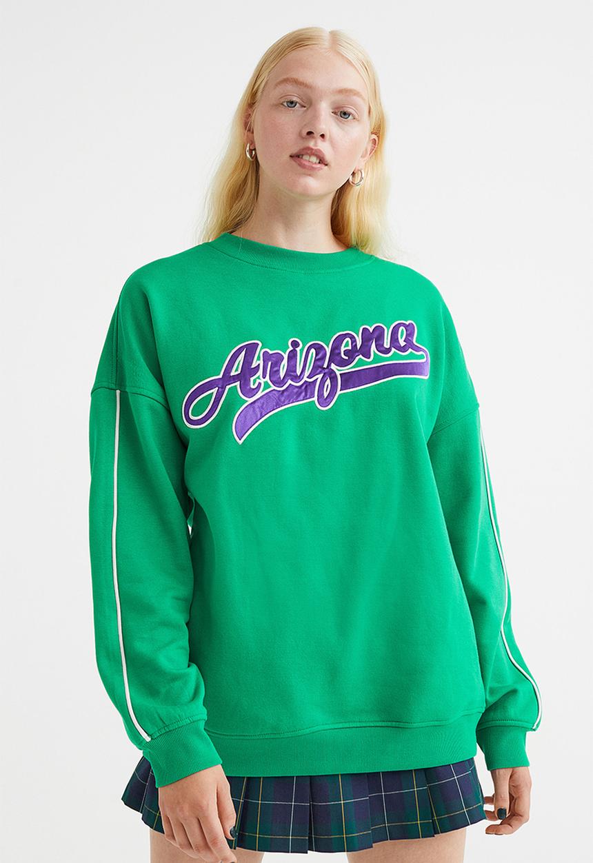H&M - Oversized printed sweatshirt - green/arizona