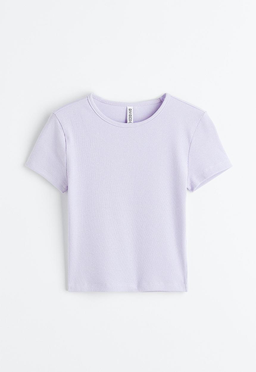 H&M - Ribbed cropped top - light purple