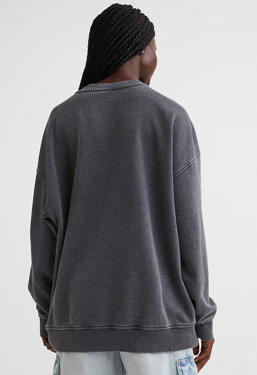 H&M - Oversized printed sweatshirt - dark grey/nyc champs
