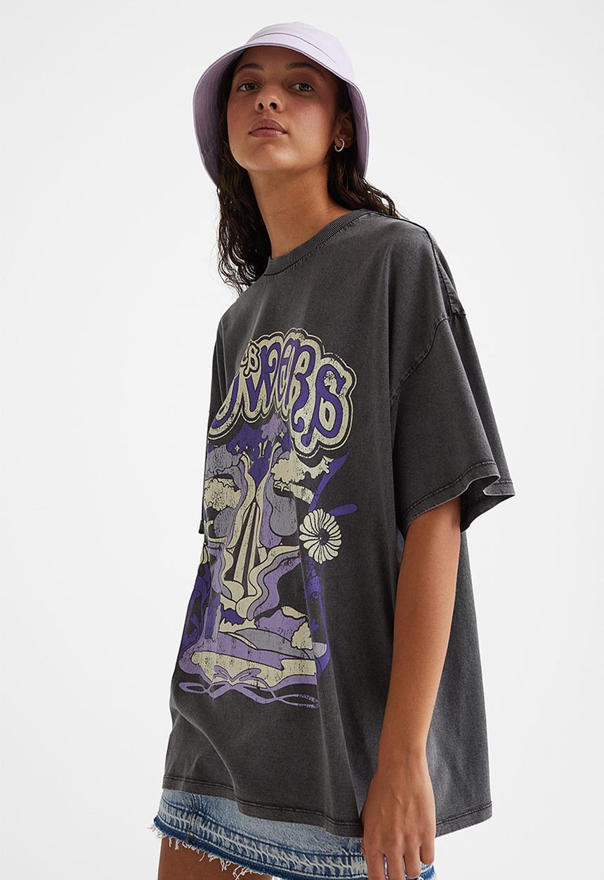 H&M - Oversized printed T-shirt - black/natures powers