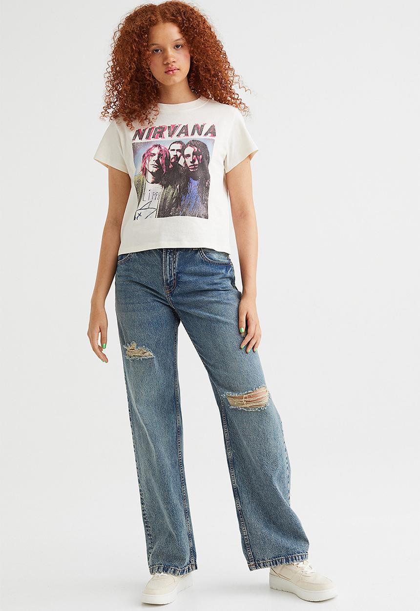 H&M - Printed T-shirt - cream/nirvana