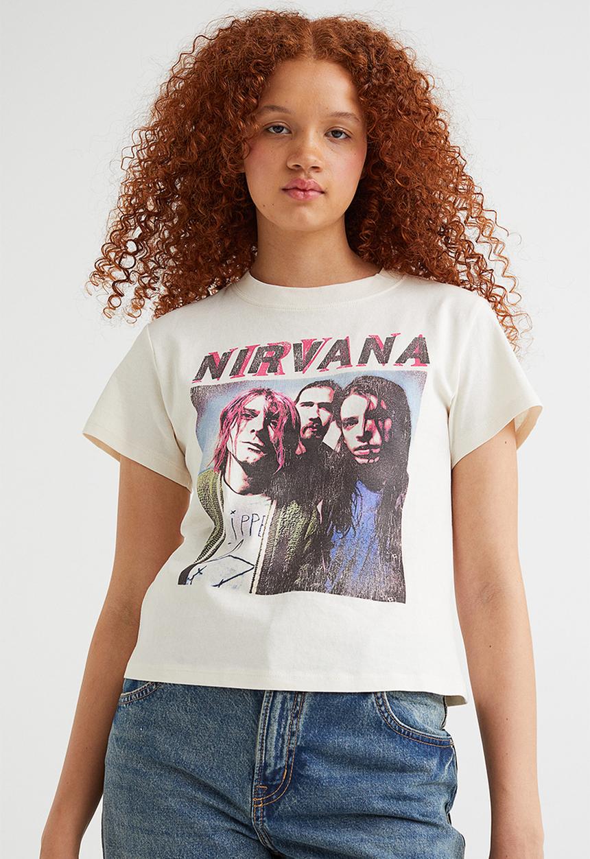 H&M - Printed T-shirt - cream/nirvana